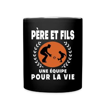 père fils football vintage rétro papa - Mug uni - noir - Devant