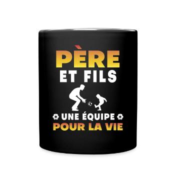 père fils football équipe vie papa - Mug uni - noir - Devant