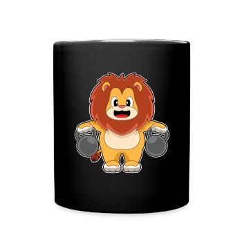 Lion Bodybuilder Dumbbells Bodybuilding - Mug uni - noir - Devant