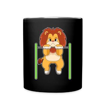 Lion Bodybuilder Pull-ups Bodybuilding - Full Colour Mug - black - Front