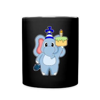 Gâteau d’anniversaire d’éléphant - Mug uni - noir - Devant