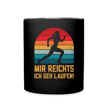 Mir reichts ich geh Laufen Sport - Tasse einfarbig - Schwarz - Vorne