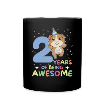 Cochon d’Inde pour 2ème anniversaire enfants deux - Mug uni - noir - Devant