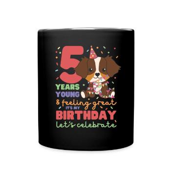 Australian Shepherd 5th Birthday Kids Five - Full Colour Mug - black - Front