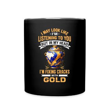 Conception japonaise de réparation de l’or Kintsukuroi - Mug uni - noir - Devant