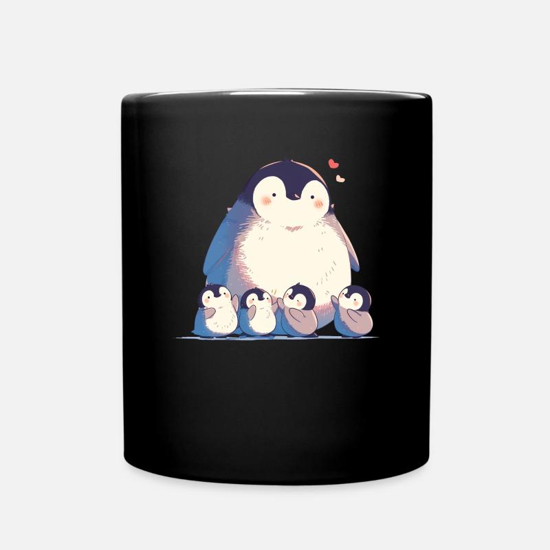 Pinguin Familie Kawaii Pinguin Niedlich - Tasse einfarbig - Schwarz