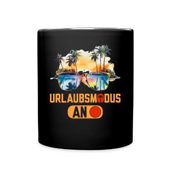 Urlaubsmodus an lustige Urlaub Sprüche - Tasse einfarbig - Schwarz - Vorne