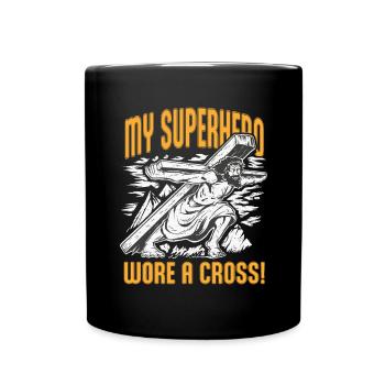 Mon super-héros portait une croix chrétienne inspirante - Mug uni - noir - Devant