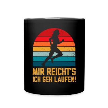 Mir reichts ich geh Laufen lustige Sport Sprüche - Tasse einfarbig - Schwarz - Vorne