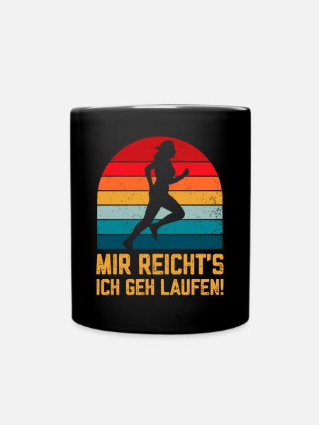 Mir reichts ich geh Laufen lustige Sport Sprüche - Tasse einfarbig - Schwarz