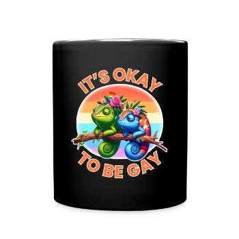 T-shirt de la fierté LGBTQ+ avec caméléons colorés - Mug uni - noir - Devant