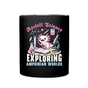 Axolotl Naturwissenschaftslehrer Mexikanischer Salamander - Tasse einfarbig - Schwarz - Vorne