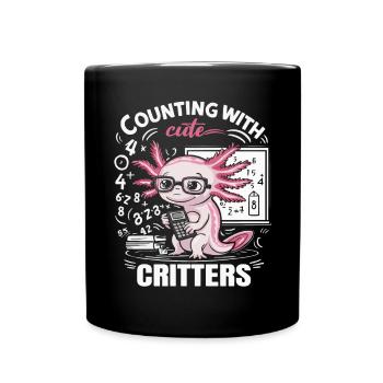 Axolotl Math Teacher Mexican Salamander Amphibian - Full Colour Mug - black - Front