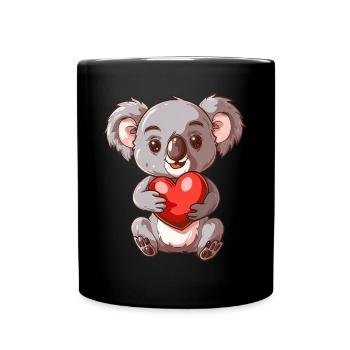 Cute Koala Holding Heart With Adorable Expression - Tasse einfarbig - Schwarz - Vorne