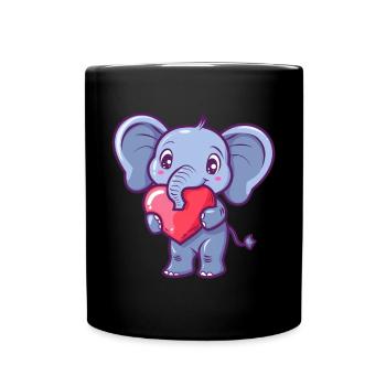 Adorable éléphant avec coeur illustration pour - Mug uni - noir - Devant