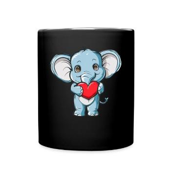 Adorable Elephant Holding Heart Cute Love - Tasse einfarbig - Schwarz - Vorne