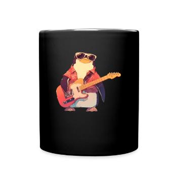 Penguin Electric Guitar Rock Music Cute - Full Colour Mug - black - Front