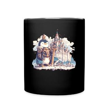 Penguin Knight Kawaii Penguin Cute - Full Colour Mug - black - Front