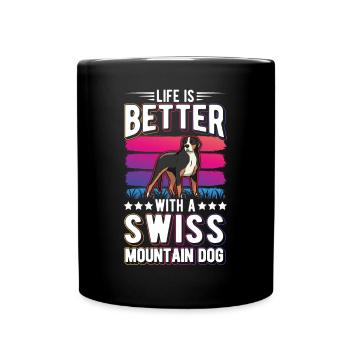 Life is better with a Mountain Dog - Full Colour Mug - black - Front