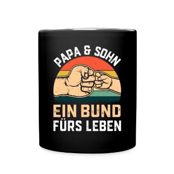 Vatertag Ideen - Papa & Sohn ein Bund fürs Leben - Tasse einfarbig - Schwarz - Vorne