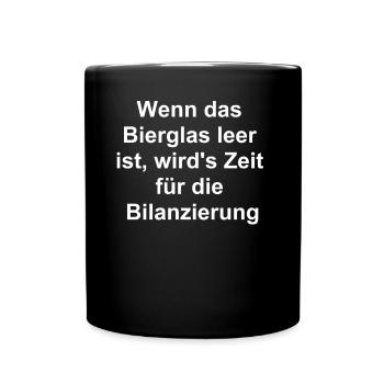 Buchhaltung macht durstig - Tasse einfarbig - Schwarz - Vorne