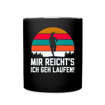 Mir reichts ich geh Laufen lustige Sport Sprüche - Tasse einfarbig - Schwarz - Vorne