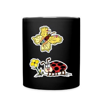 Maybug - fasziniert vom bunten Schmetterling - Tasse einfarbig - Schwarz - Vorne