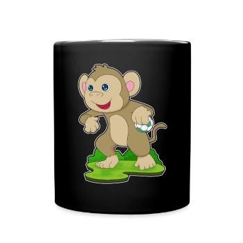 Affe Handballspieler Handball - Tasse einfarbig - Schwarz - Vorne