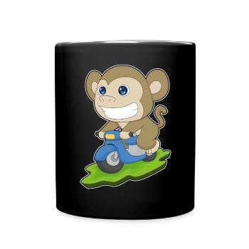 Affe Motorroller - Tasse einfarbig - Schwarz - Vorne