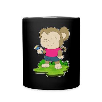 Affe Taschenlampe - Tasse einfarbig - Schwarz - Vorne