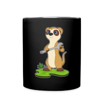 Erdmännchen Handwerker Schraubenschlüssel - Tasse einfarbig - Schwarz - Vorne