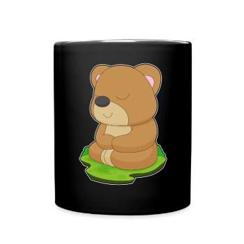 Bear Yoga Fitness Meditation - Full Colour Mug - black - Front