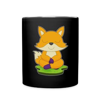 Fuchs Yoga Fitness Meditation - Tasse einfarbig - Schwarz - Vorne