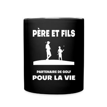 Golf Vater und Sohn Mann Partner Papa Golfer - Tasse einfarbig - Schwarz - Vorne