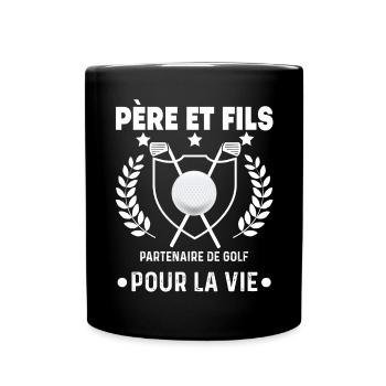 Golf Vater und Sohn Partner Mann Papa Golfer - Tasse einfarbig - Schwarz - Vorne