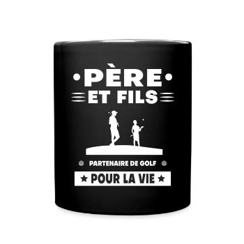 Vater und Sohn Golf Duo Mann Papa Golfer - Tasse einfarbig - Schwarz - Vorne
