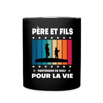 Vater und Sohn Golf Vintage Mann Papa Golfer - Tasse einfarbig - Schwarz - Vorne
