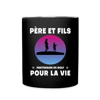 Vater und Sohn Golf Retro Vintage Mann Papa Golfer - Tasse einfarbig - Schwarz - Vorne