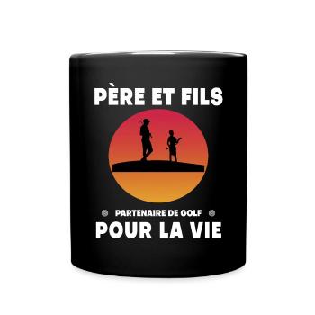 Father and Son Golf Retro Vintage Dad Golfer - Full Colour Mug - black - Front