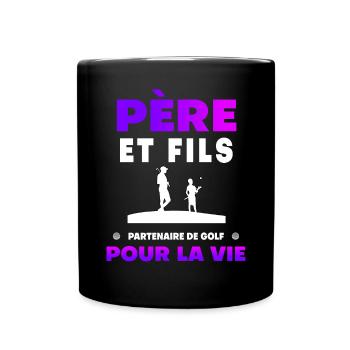 Vater Sohn Golf Duo Mann Partner Papa Golfer - Tasse einfarbig - Schwarz - Vorne