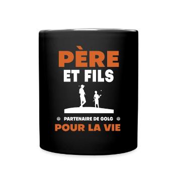 Vater Sohn Golf Duo Mann Papa Golfer - Tasse einfarbig - Schwarz - Vorne