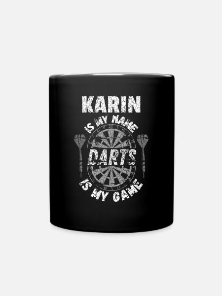 Gepersonaliseerd Darten T-Shirt voor Karin - Ensfarvet krus - sort