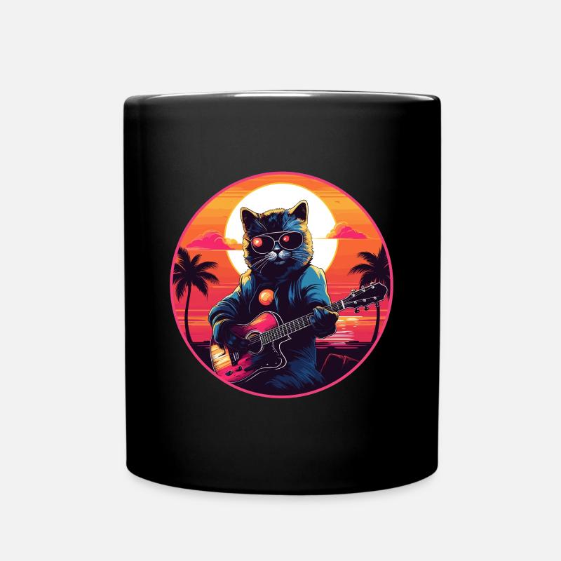 Gitarren Musik Katze Geschenk - Tasse einfarbig - Schwarz