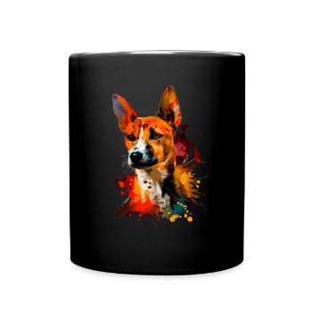 basenji dog, vintage basenji - Tasse einfarbig - Schwarz - Vorne