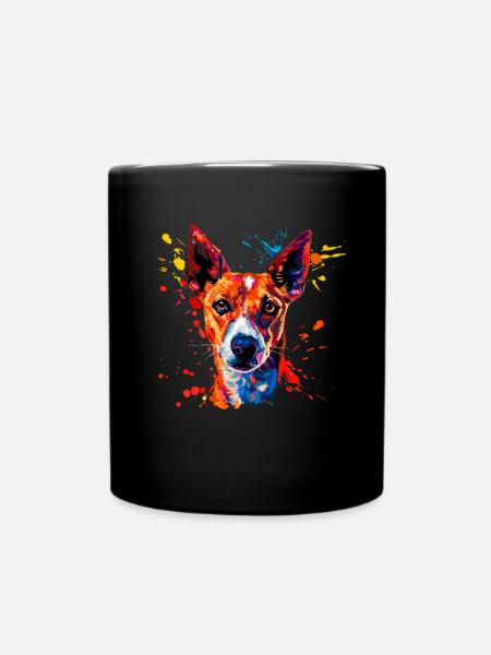 basenji dog, vintage basenji - Tasse einfarbig - Schwarz