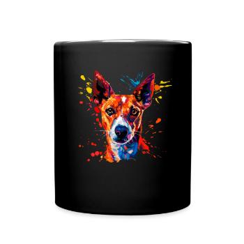 basenji dog, vintage basenji - Tasse einfarbig - Schwarz - Vorne