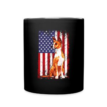 basenji american flag, basenji - Tasse einfarbig - Schwarz - Vorne