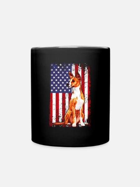 basenji american flag, basenji - Tasse einfarbig - Schwarz