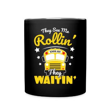 lustiges Busfahrer Schulbusfahrer Spruch Geschenk - Tasse einfarbig - Schwarz - Vorne