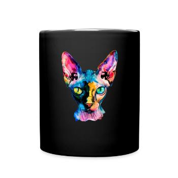 Sphynx illustration, funny sphynx cat - Tasse einfarbig - Schwarz - Vorne